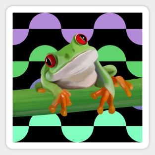 Tree frog Purple And Green Semi Circle Background Sticker